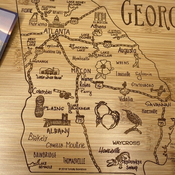 Totally Bamboo A Slice of Life GEORGIA State Laser Etched Cutting Board NEW - Picture 2 of 7